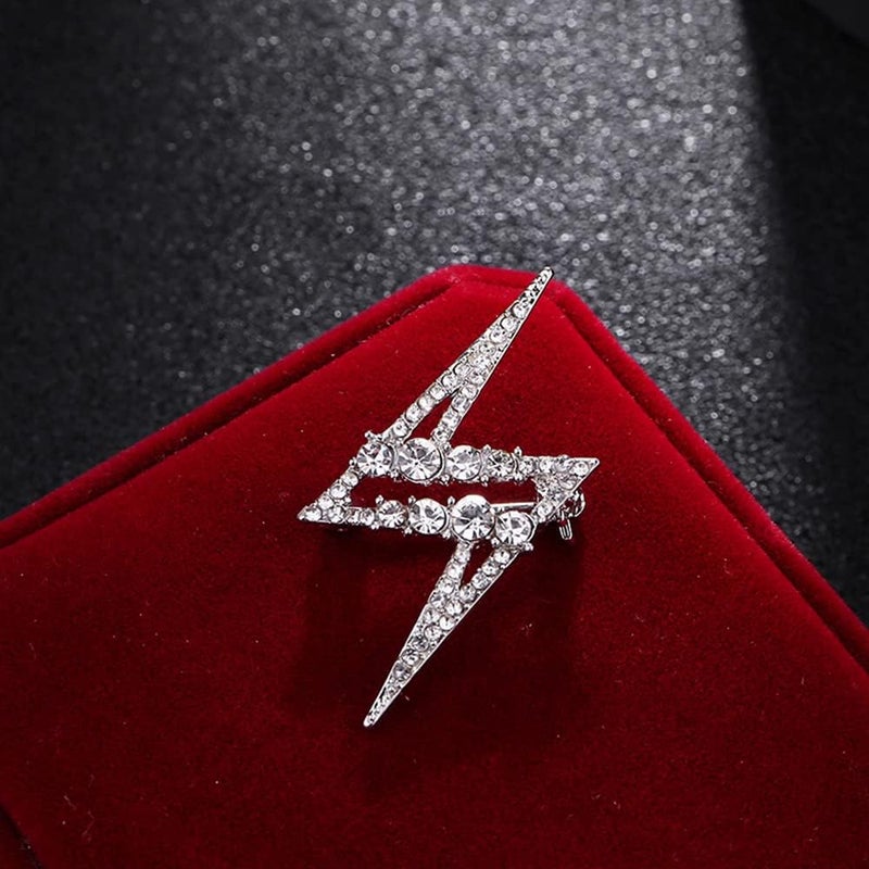 GUAFEIH Rhinestone Lightning Bolt Brooch Pin for Men Fashion Dainty Cubic Zircona Lapel Pins Dress Suit Accessories Jewelry - Image 3